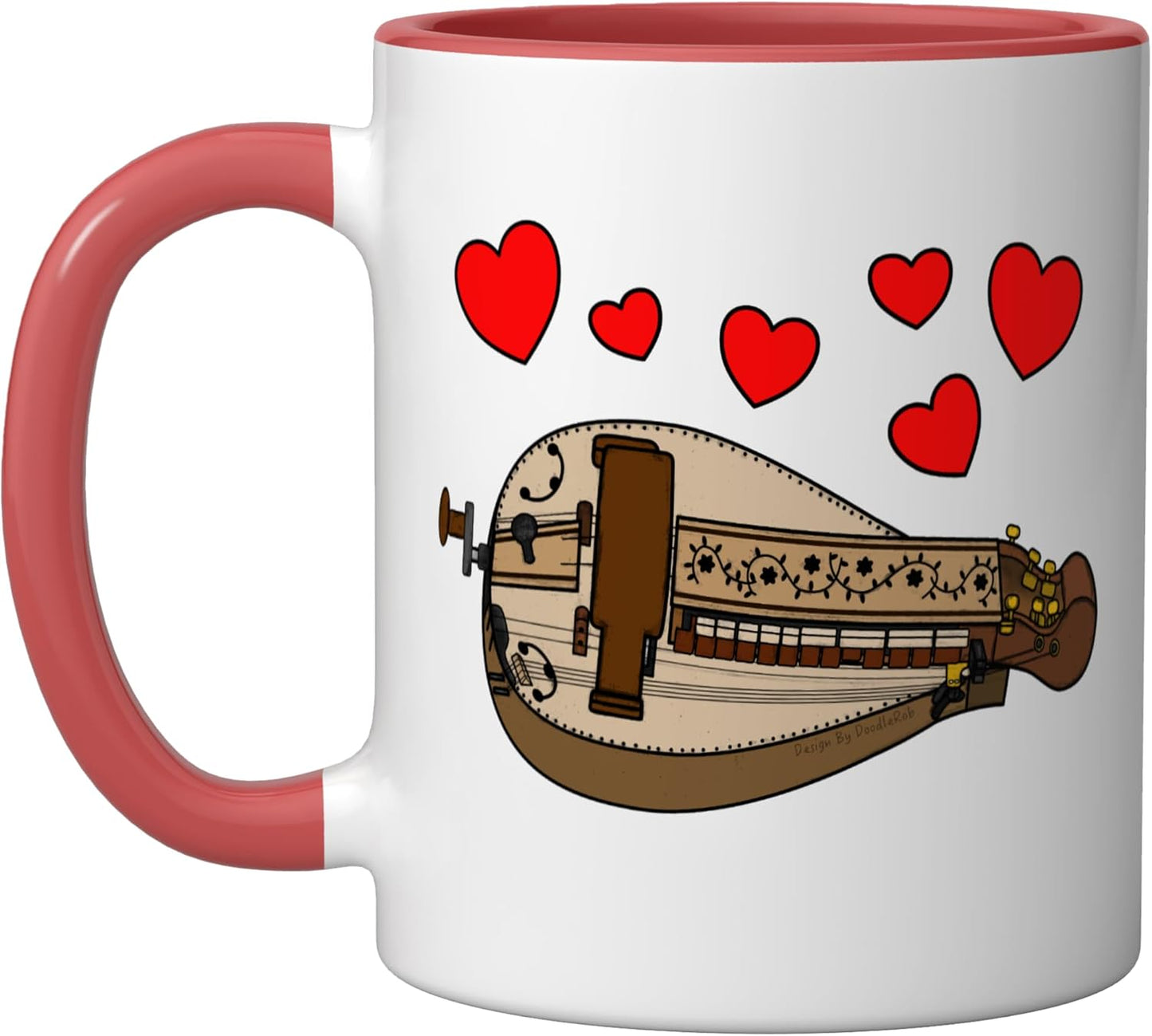 Taza cerámica para músico hurdy gurdy boda rojo/blanco