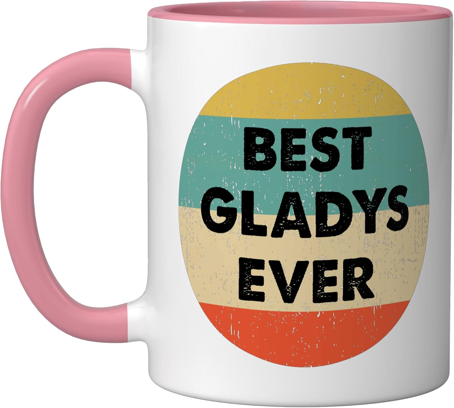 Taza de cerámica Gladys Name color rosa y blanco