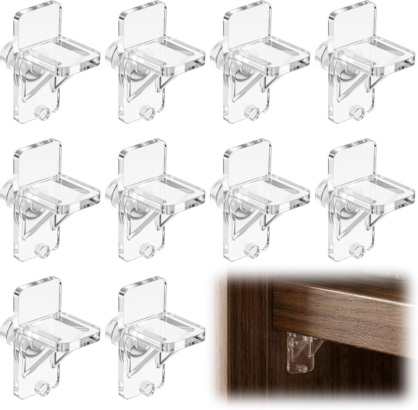 Clavijas plástico para estantes 1/4pulg clips transparentes