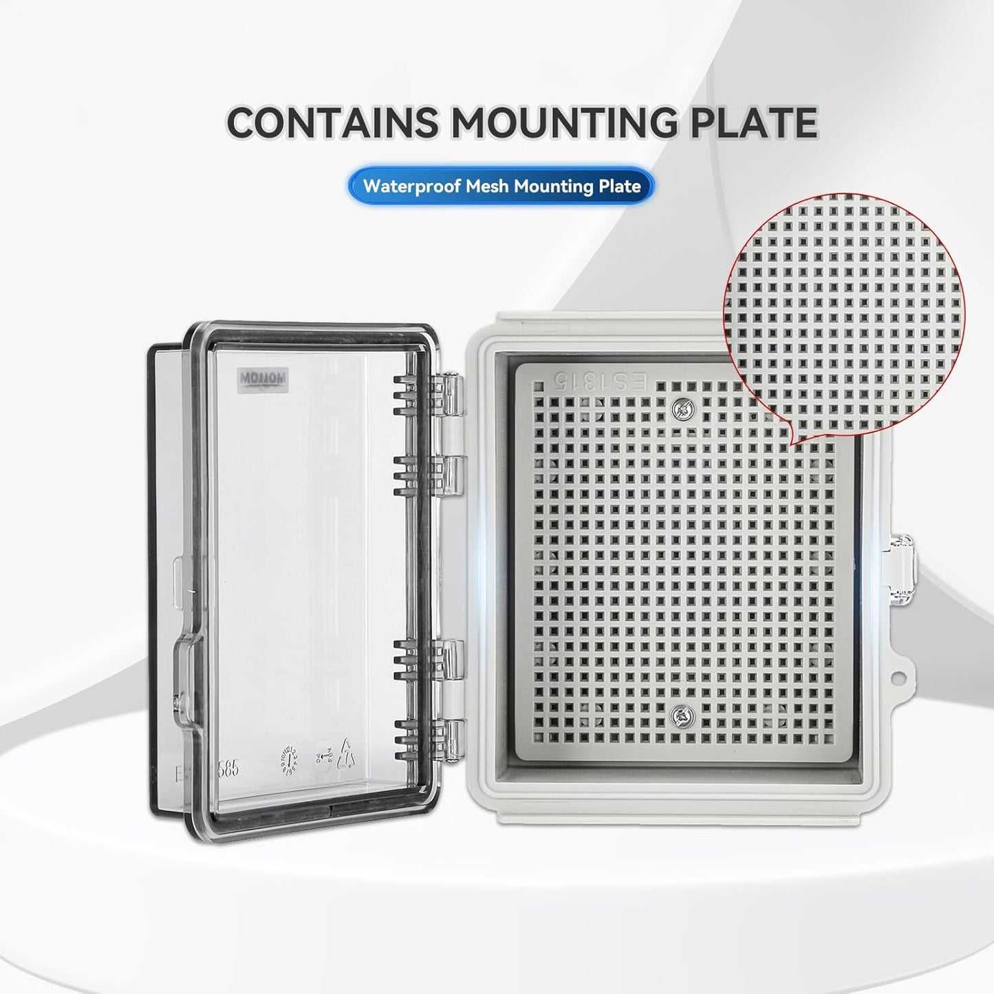Caja conexión exterior IP67 impermeable con cubierta transparente