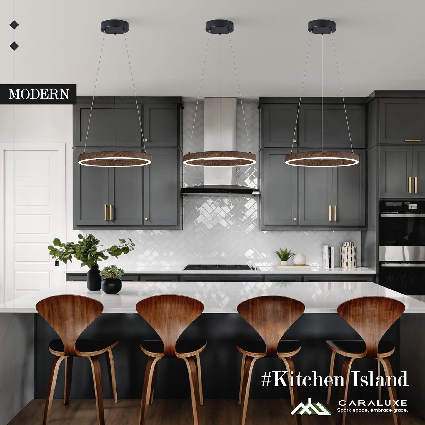 Candelabro LED 12pulg madera moderno ajustable cocina