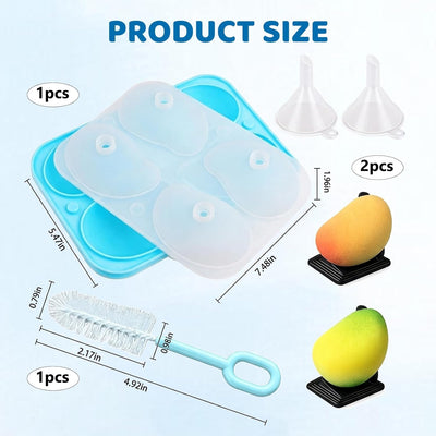 4 Moldes Silicona Frutas para Chocolate Dulces Gelatina