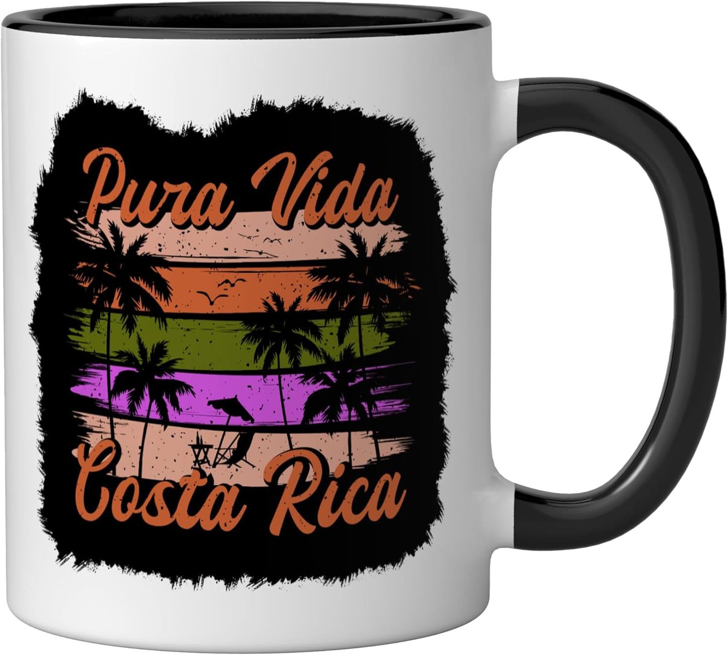 Taza Cerámica Rica Pura Vida Negro/Blanco
