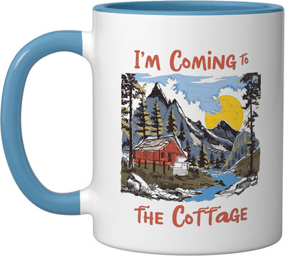 Taza cerámica vintage retro verano azul/blanco