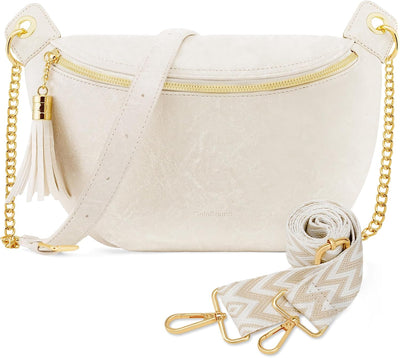 Bolso bandolera vegano para mujer con 2 correas ajustables Beige