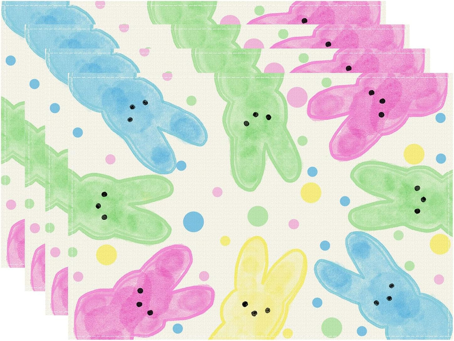 4 Manteles 12x18pulg Acuarela Conejos Pascua