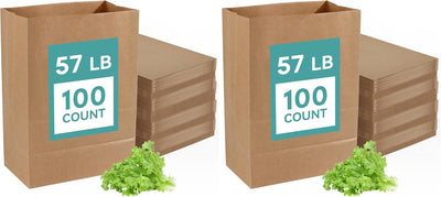 100 Bolsas Kraft Marrón 57lb Almacenamiento Compras