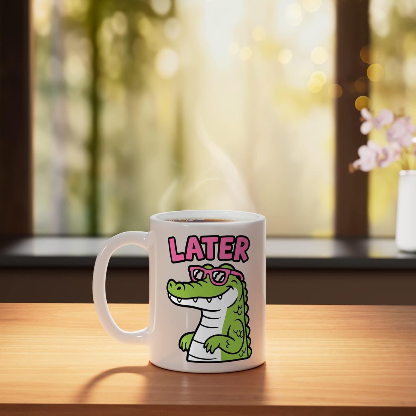 Taza de cerámica de lagarto divertido blanco