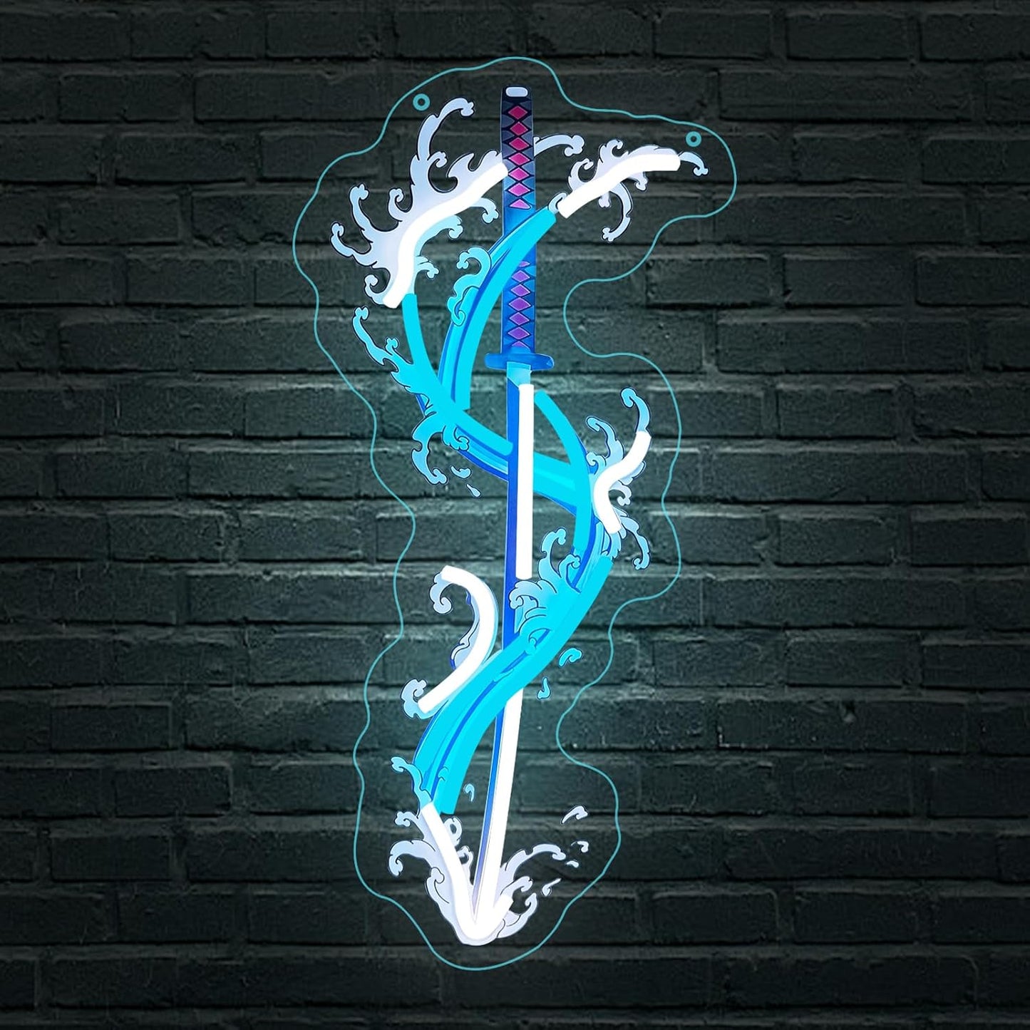 Letrero neón Katana anime para decoración sala juegos