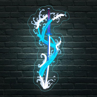 Letrero neón Katana anime para decoración sala juegos