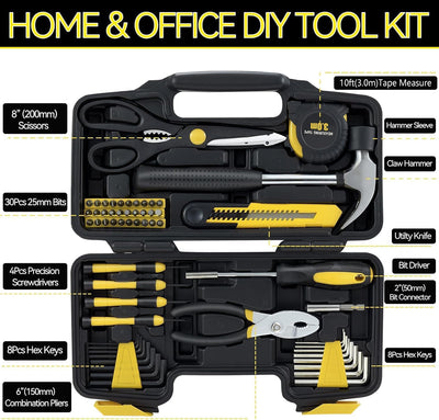 Set 58 Pzas Kit Herramientas Hogar con Estuche Plástico