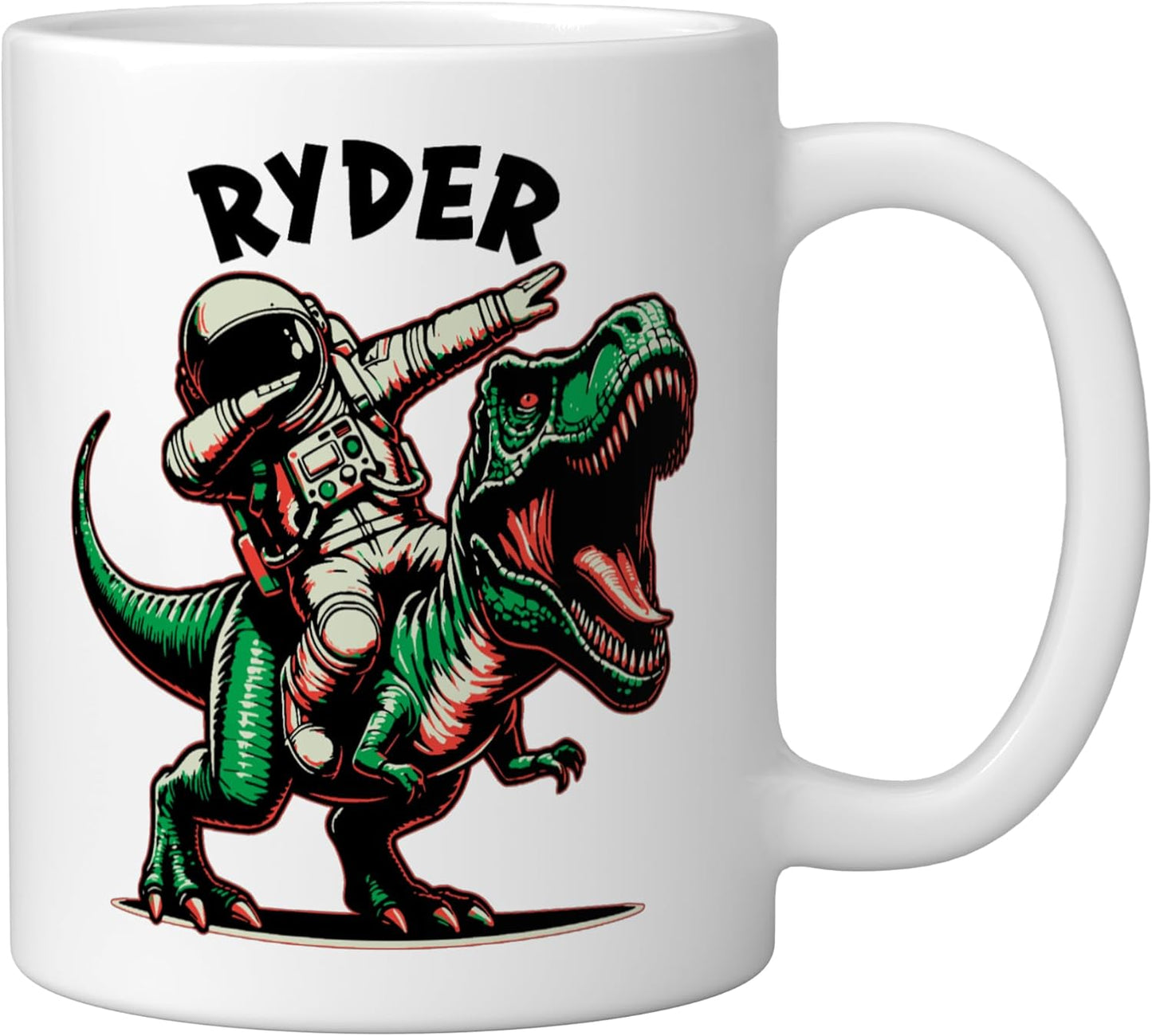 Taza de cerámica astronauta en dinosaurio Ryder Dabbing blanca