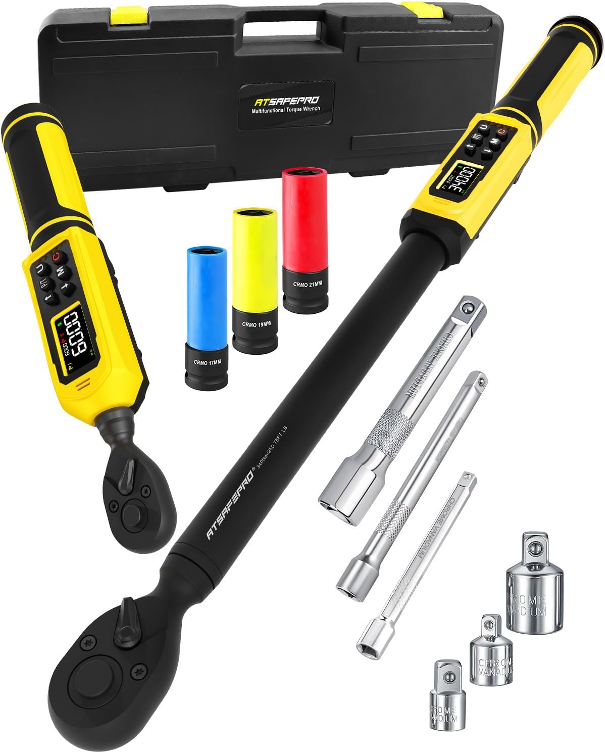 Juego llaves dinamométricas digitales 3/8 y 1/2 con LCD y alertas
