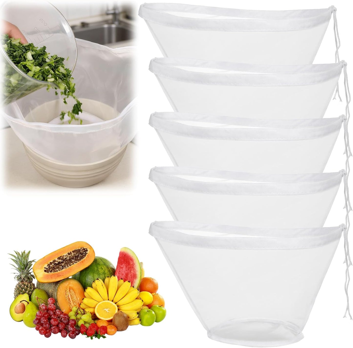Bolsas de tela para colar queso de cobee, filtro de nailon fina, colador de jugo reutilizable