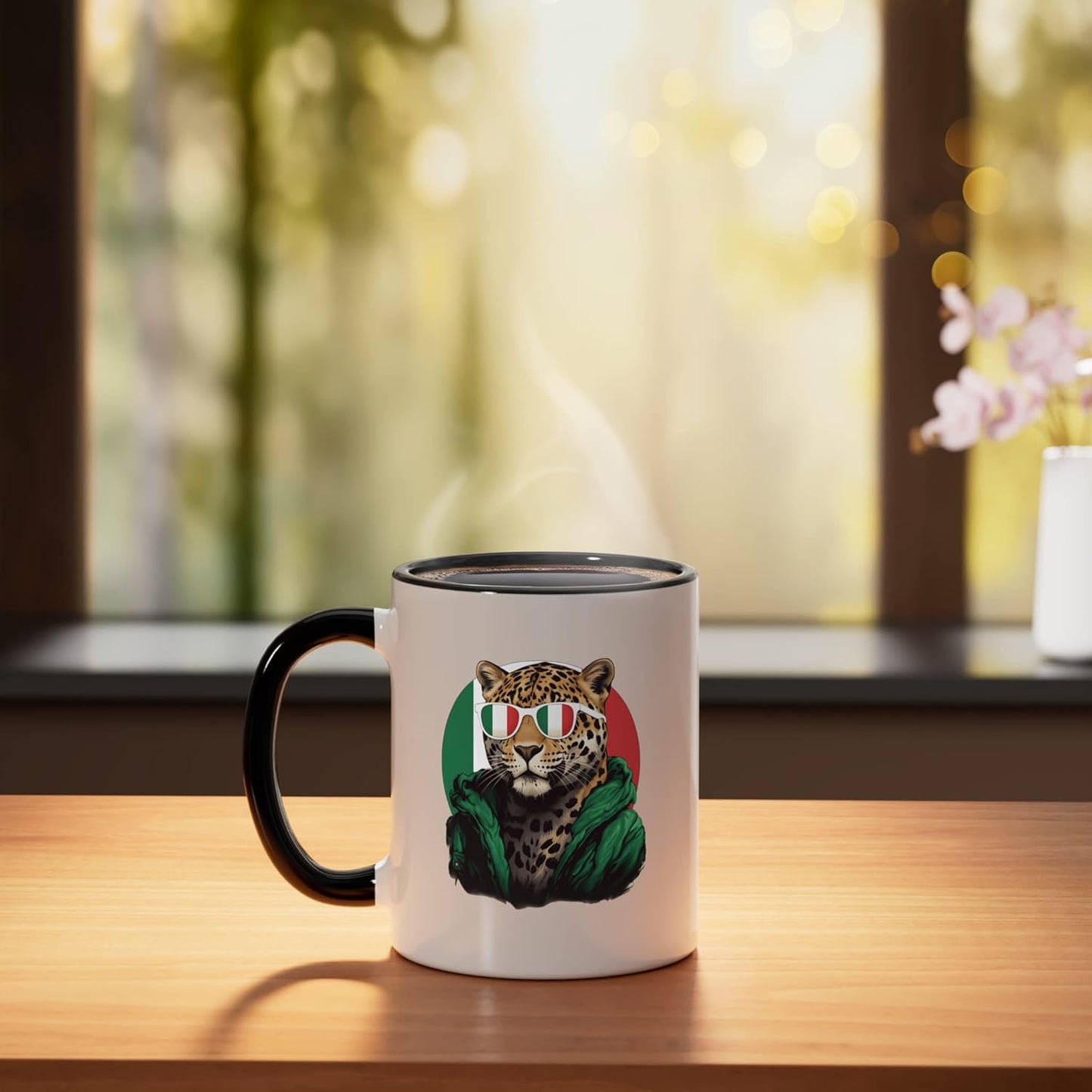 Taza cerámica bandera Italia negra/blanca