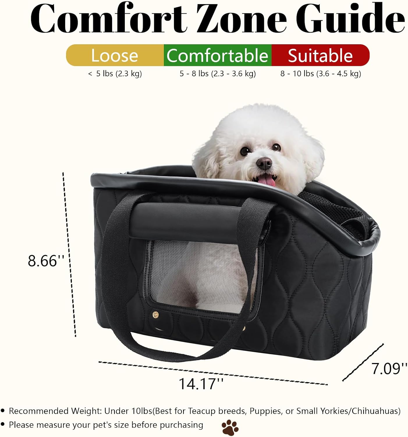 Bolsa transportadora para mascotas hasta 10lb aprobada aerolínea