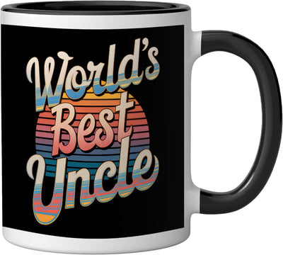 Taza de cerámica World's Best Uncle negra y blanca