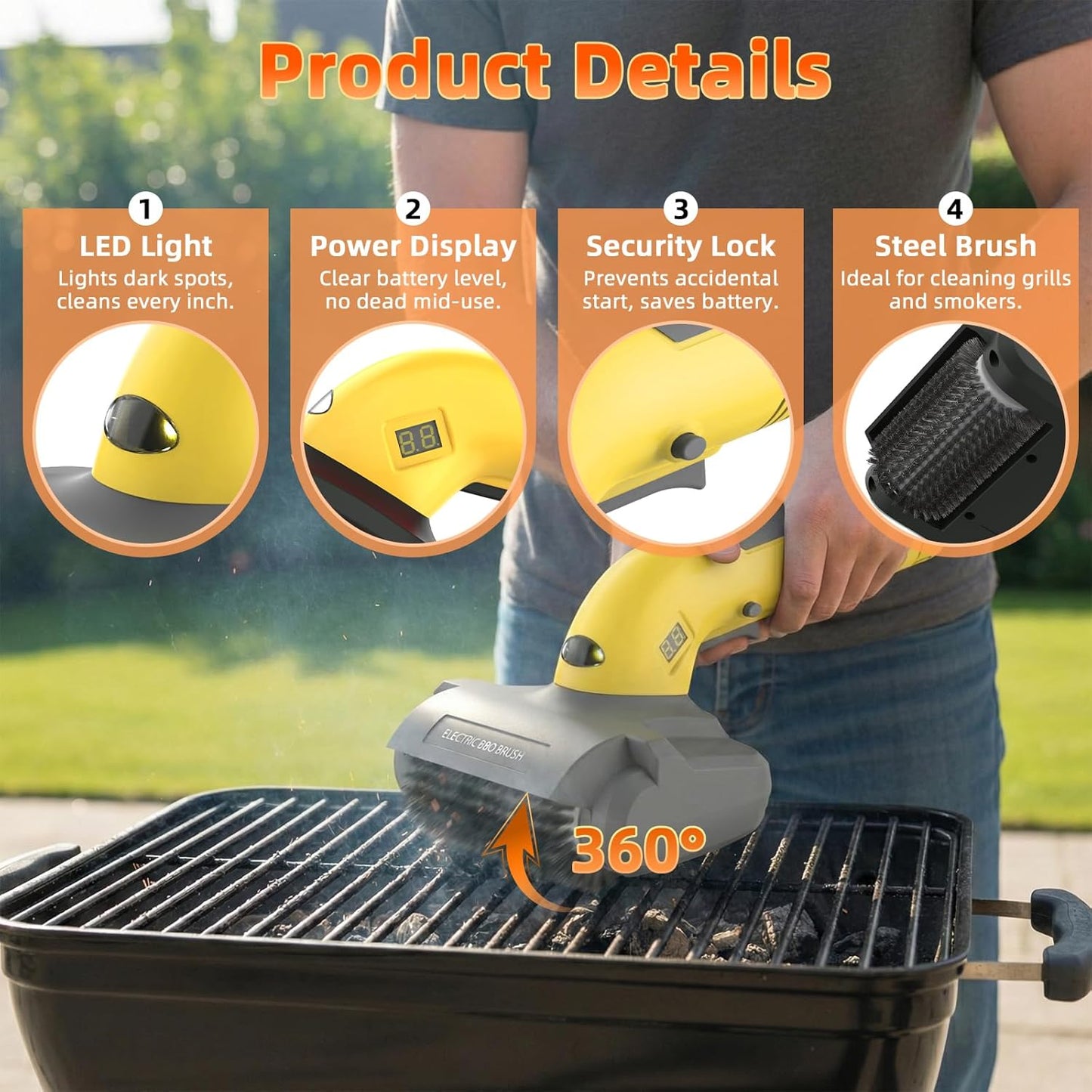 Cepillo eléctrico parrilla LED 3en1 recargable inalámbrica