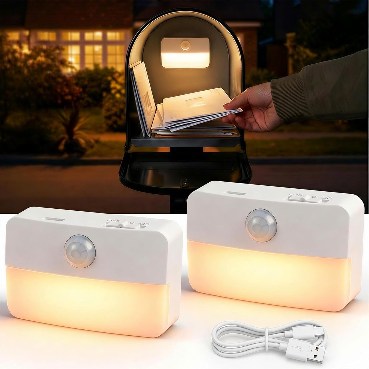 Luz interior buzón recargable sensor movimiento 3000K