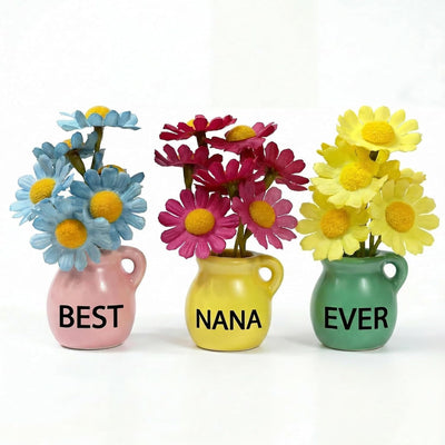 Set 3 Vasos Cerámica con Flores para Nevera Regalo Abuela