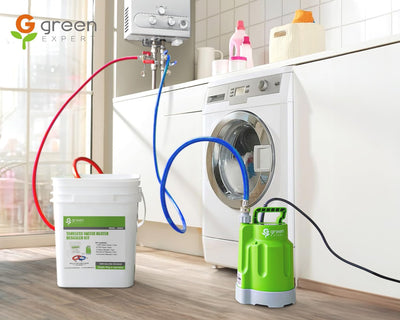 Kit lavado calentador agua bomba 1/2 HP 2500 GPH cubo 3 gal