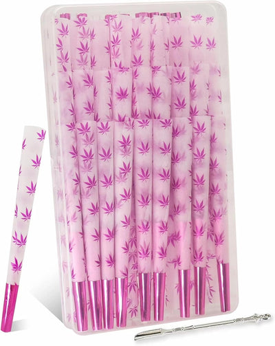 Paquete de 50 pajitas de papel rosa y morado hechas de materiales naturales