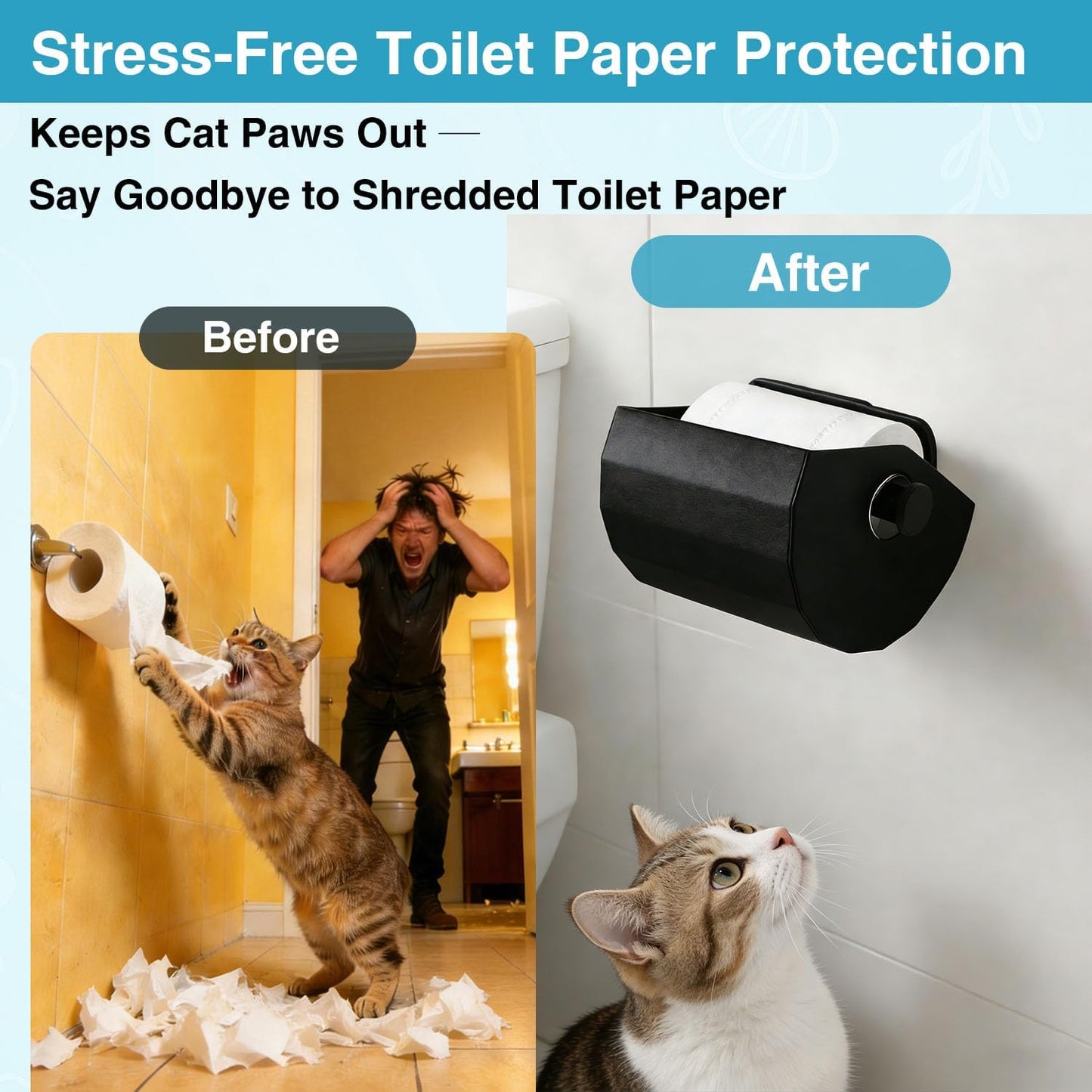 Porta rollo para mascotas antiarrancar moderno negro