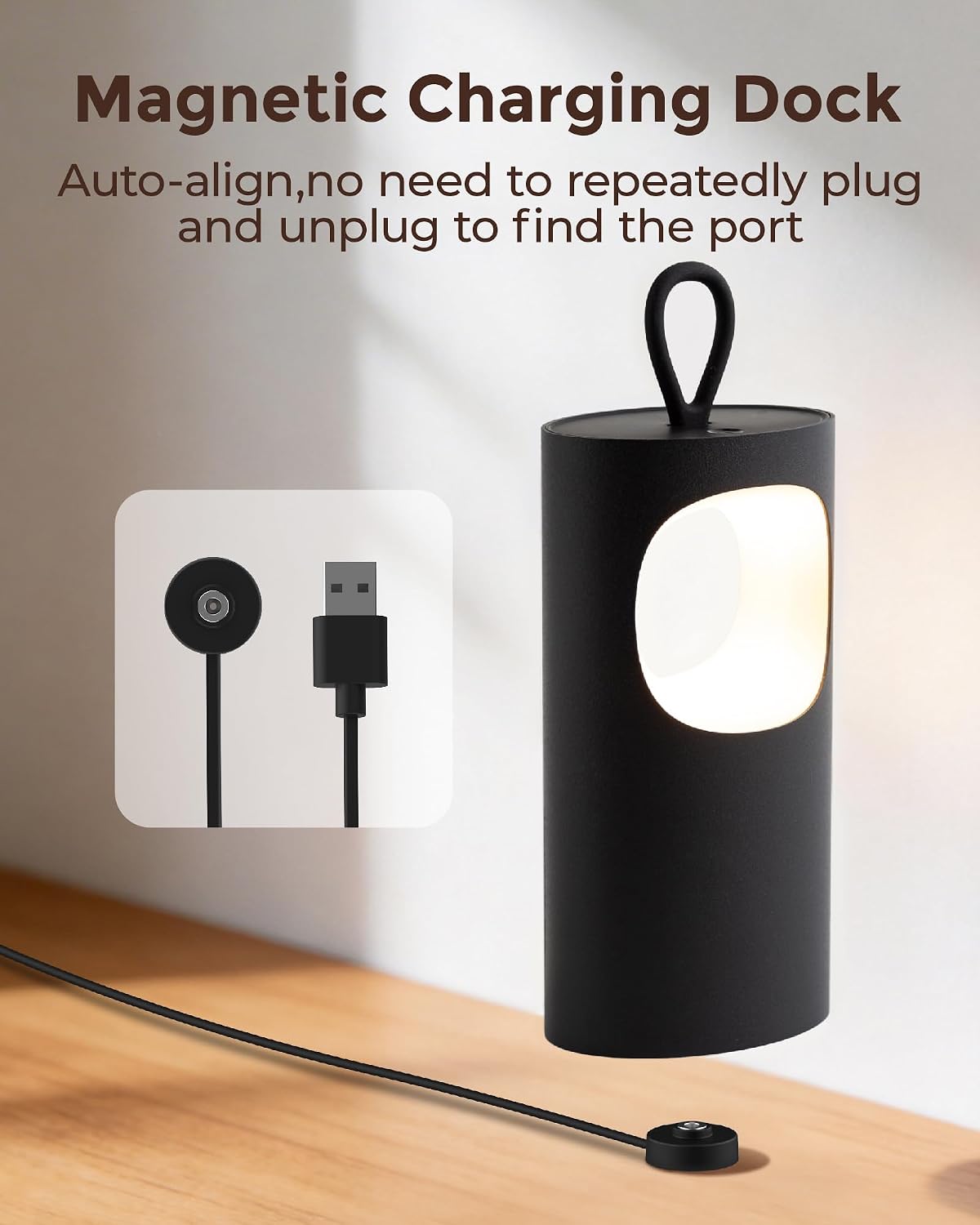Lámpara mesa inalámbrica recargable con soporte magnético LED