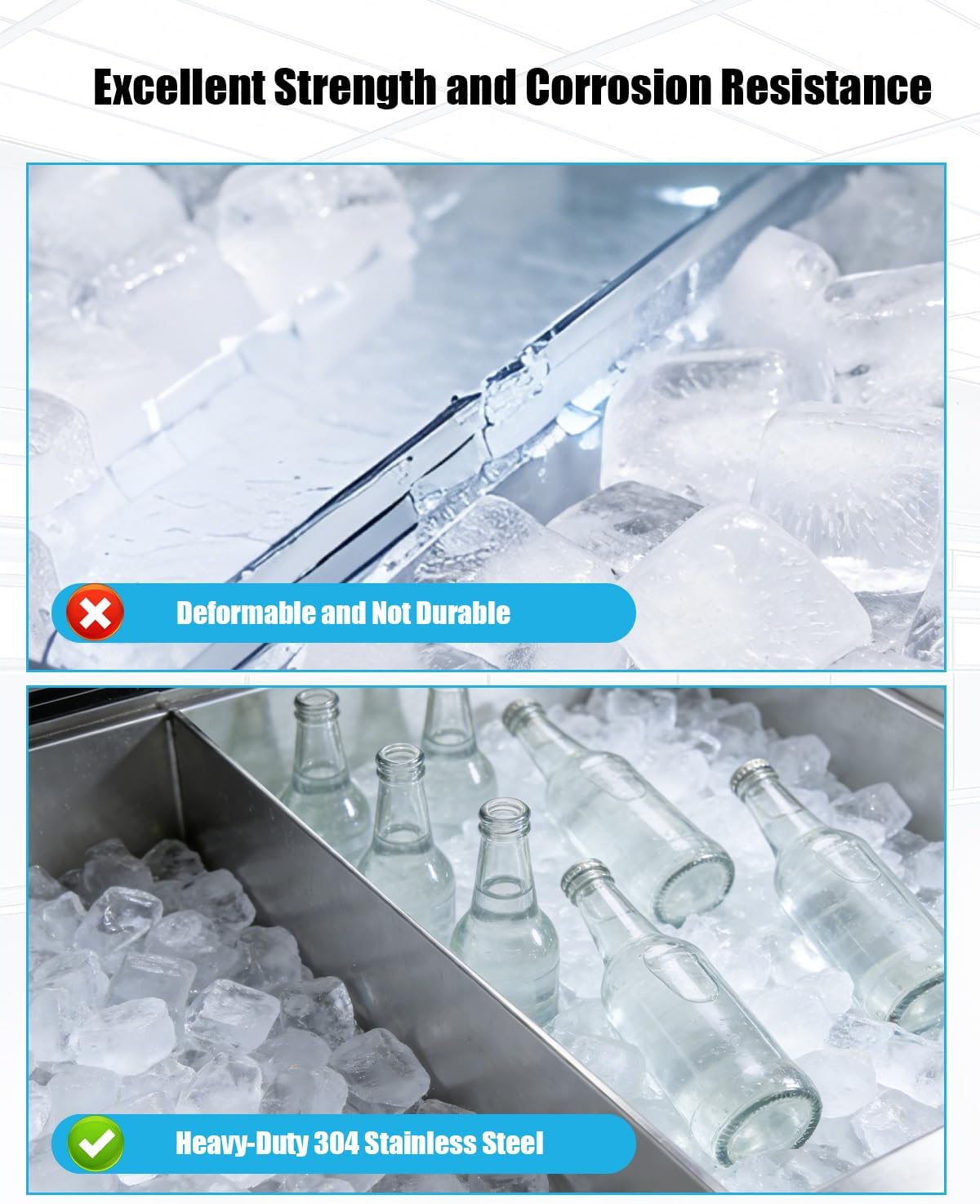Organiz. refrigerador cubo hielo acero inox 12x14.5x5pulg