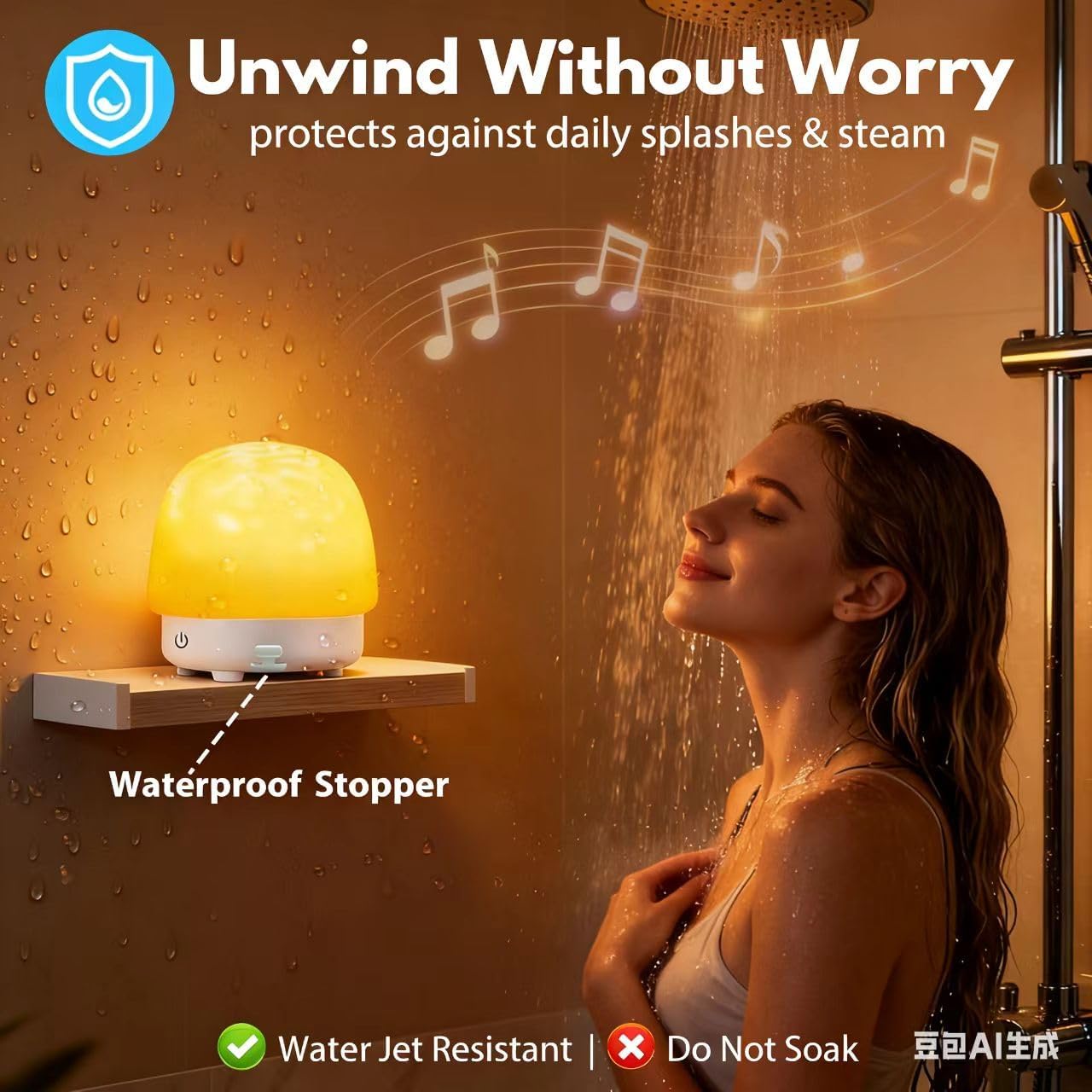 Lámpara ducha spa Bluetooth 16colores inalámbrica