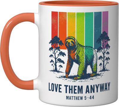 Taza cerámica Love Them Anyway Matthew 5:44 naranja/blanco