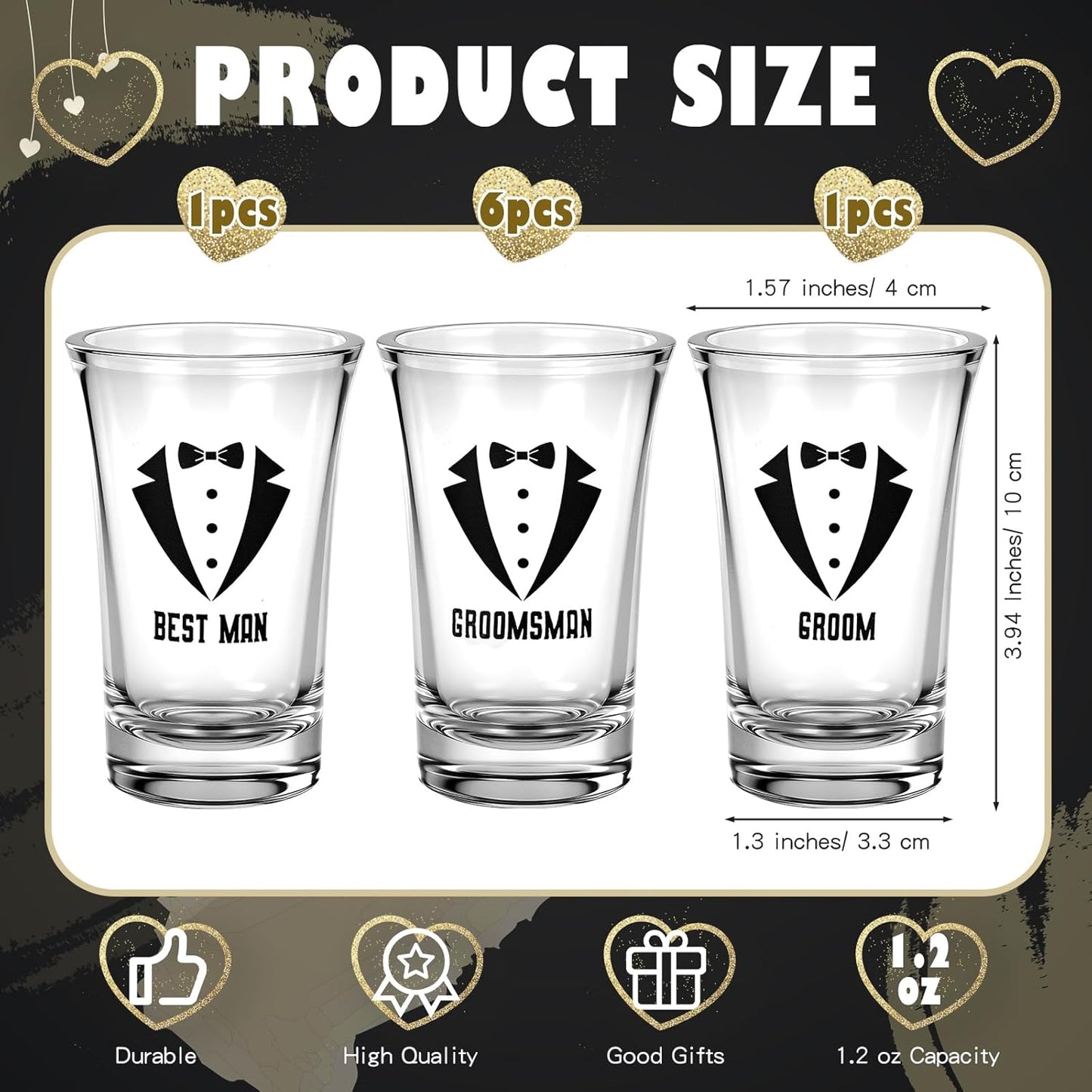 8 Vasos Acrílicos Regalo Padrinos Boda Negro Transparente