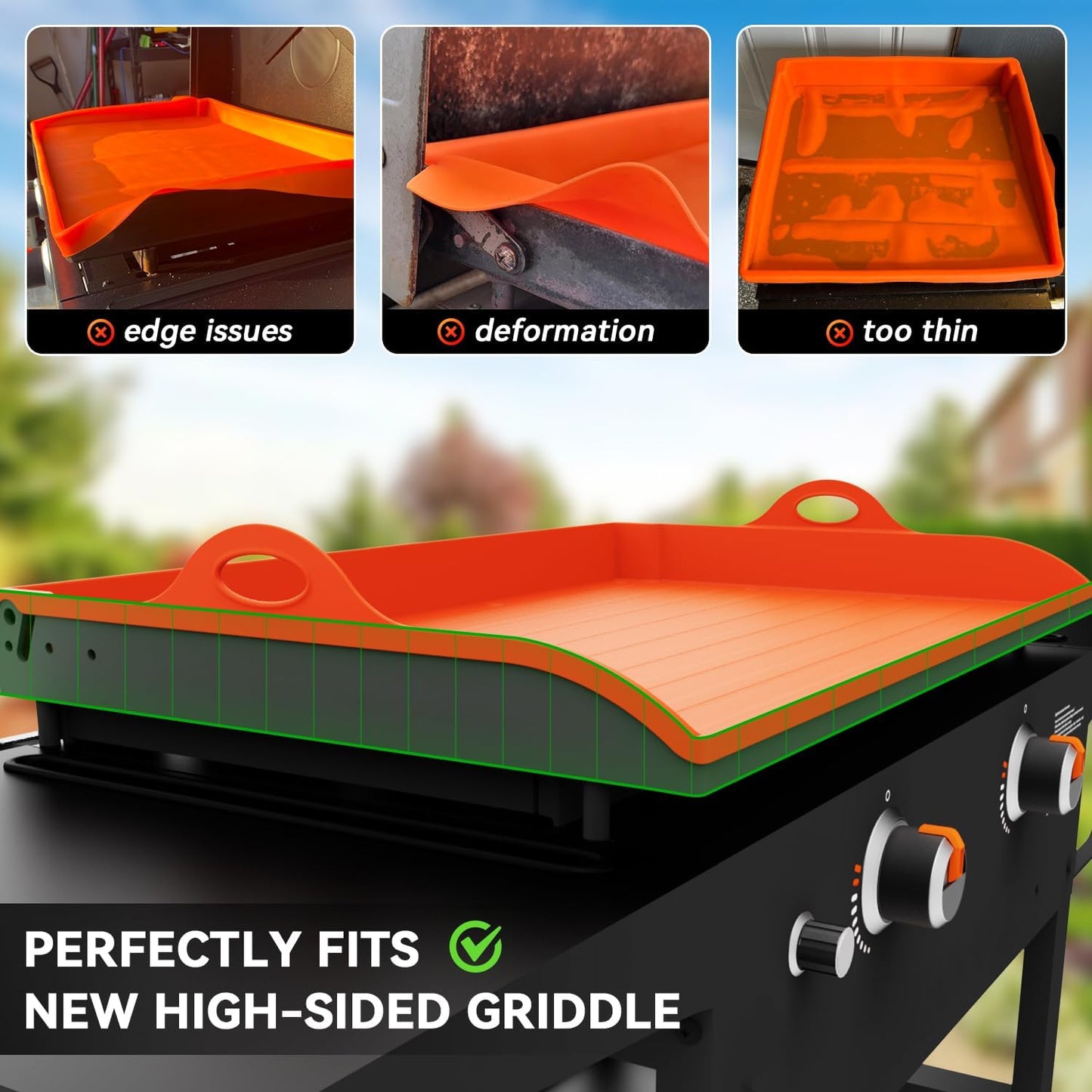 Funda magnética silicona para parrilla Blackstone 28pulg naranja