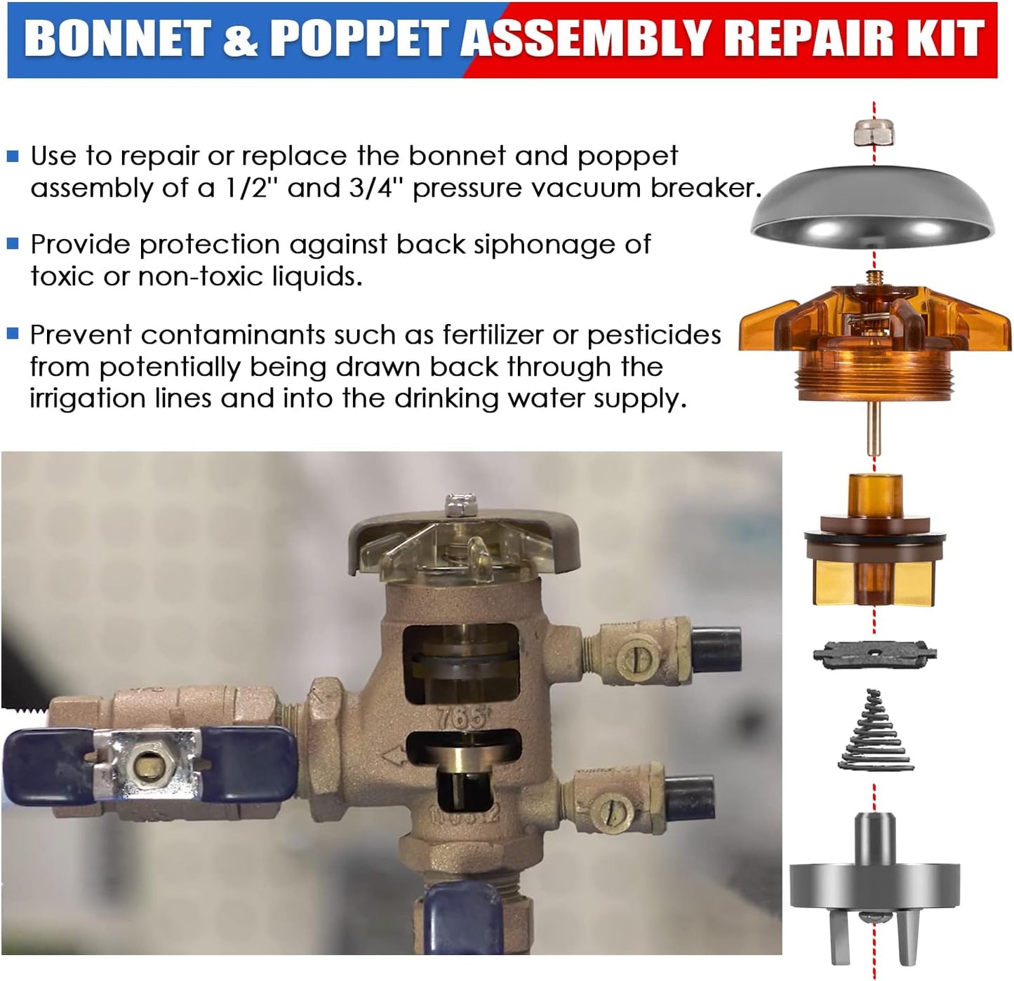 Kit reparación capó y poppet PVB 765CBV 765DBV 1/2-3/4