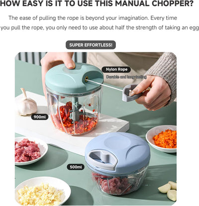 Picador de verduras con peladores de ajos y cortador manual sin BPA