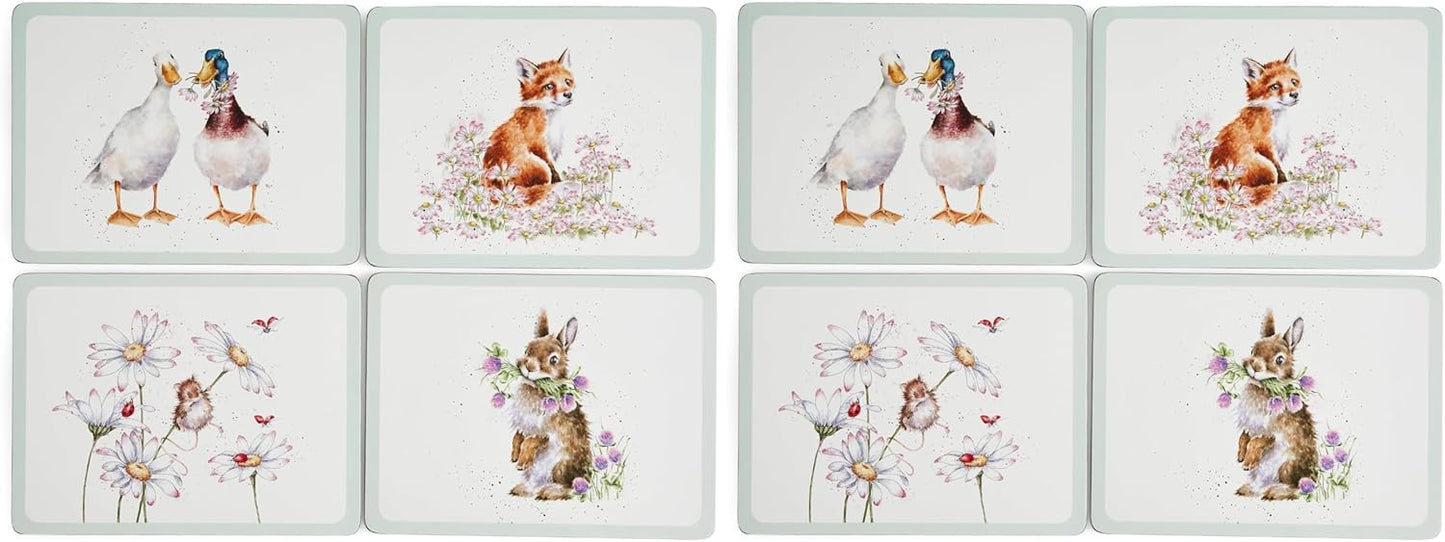 Set 4 manteles flor silvestre con respaldo corcho