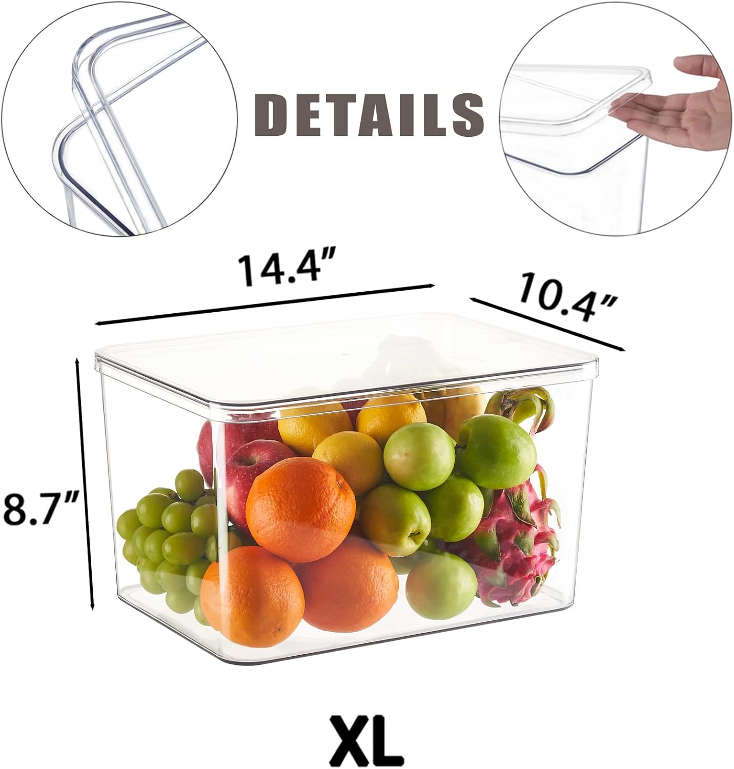 Pack 4 Contenedores Plástico Transparente Tapas Apilables