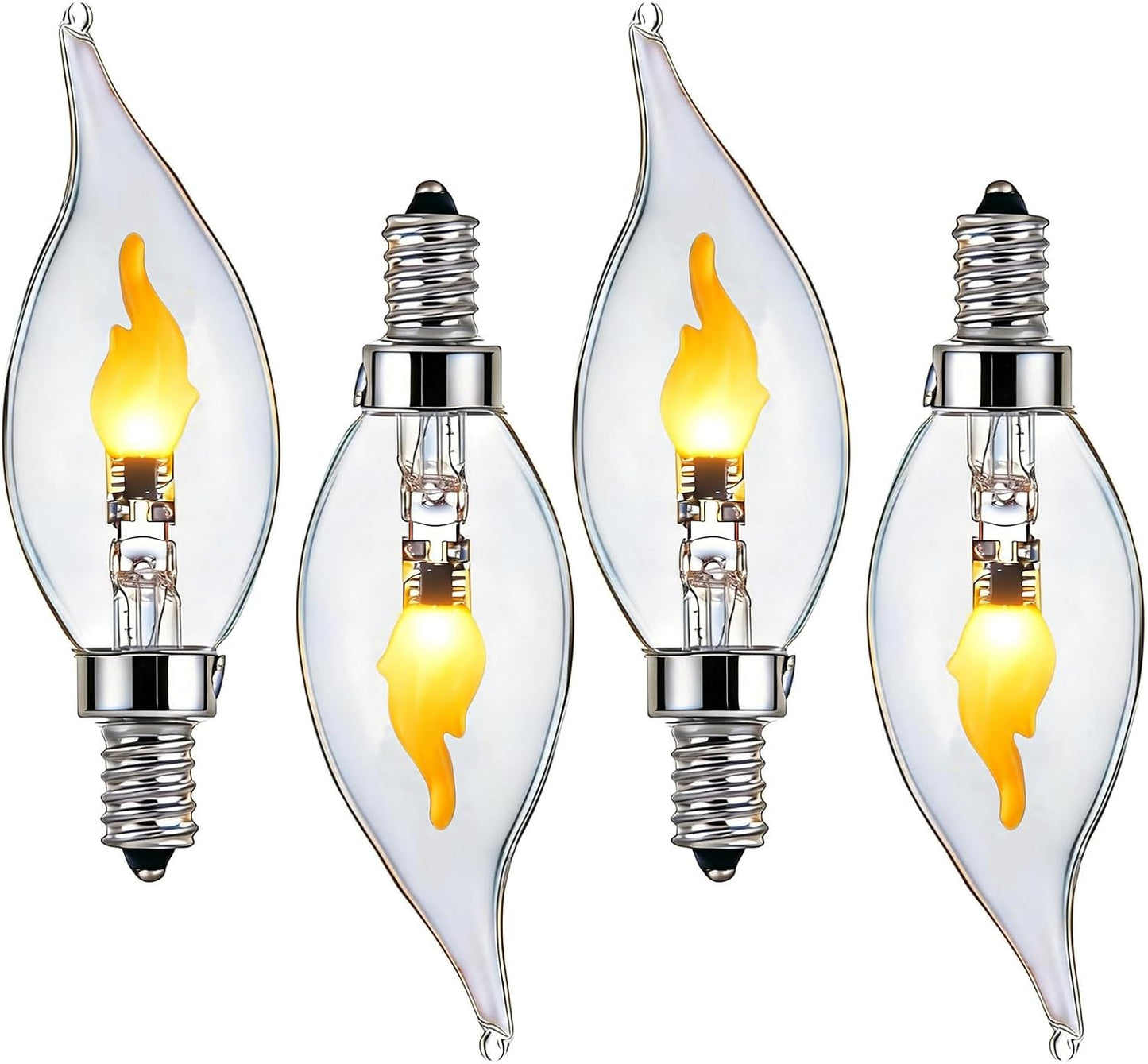 Bombilla LED E12 efecto llama parpadeante naranja set 4