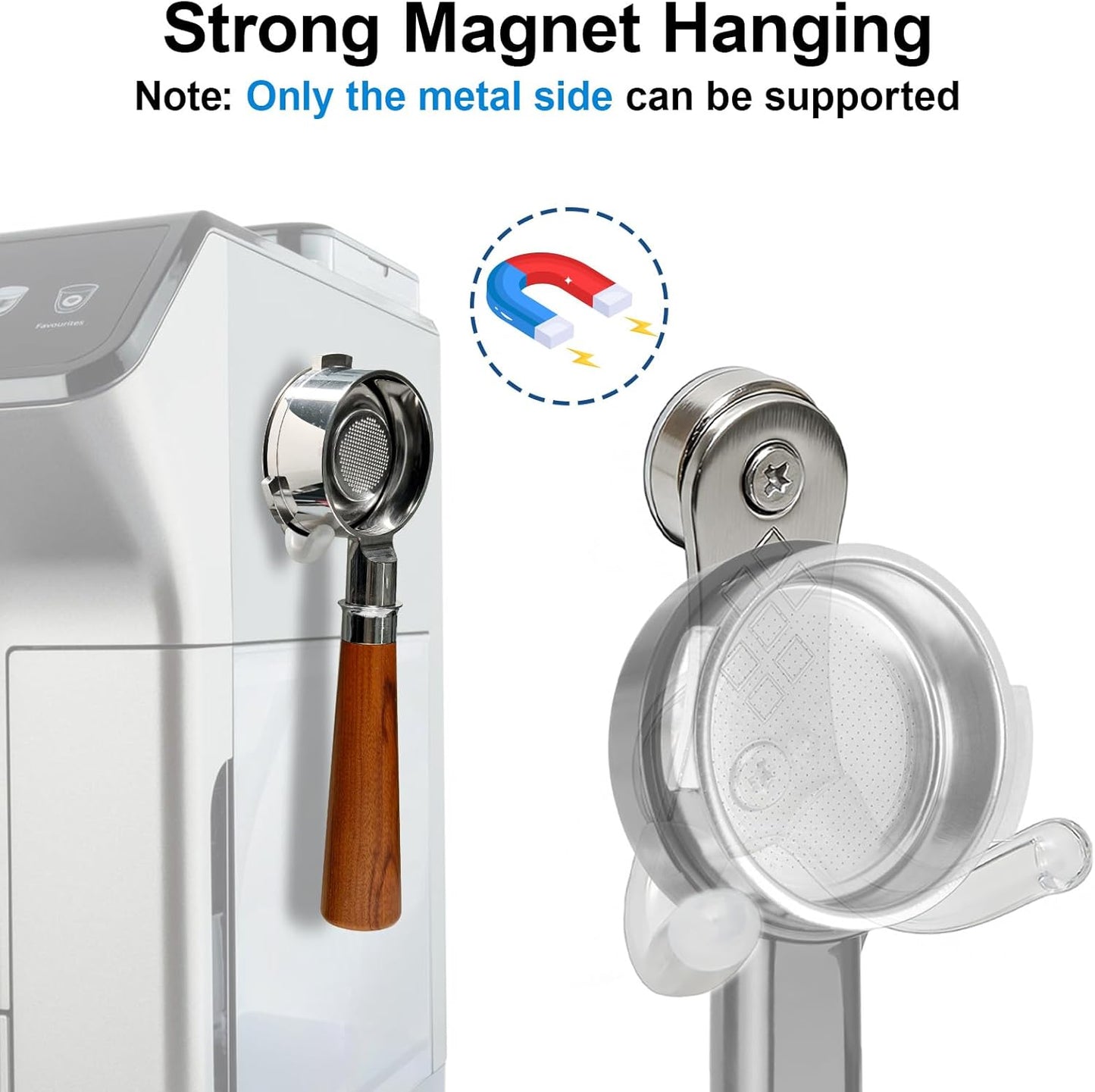 Paquete de 2 portafiltros magnéticos para pared metálica sin taladro para Breville y Ninja Luxe