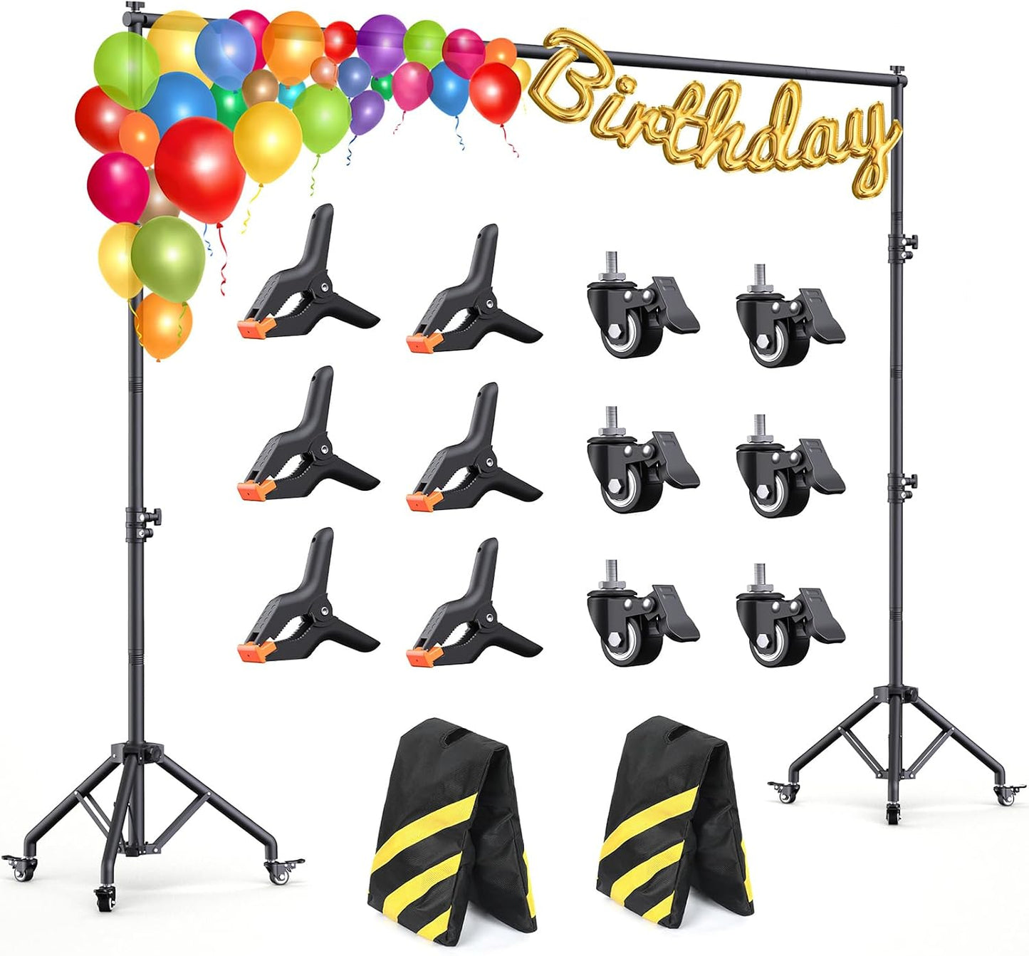 Soporte telón fondo 10x7.5pies ruedas ajustable fiestas
