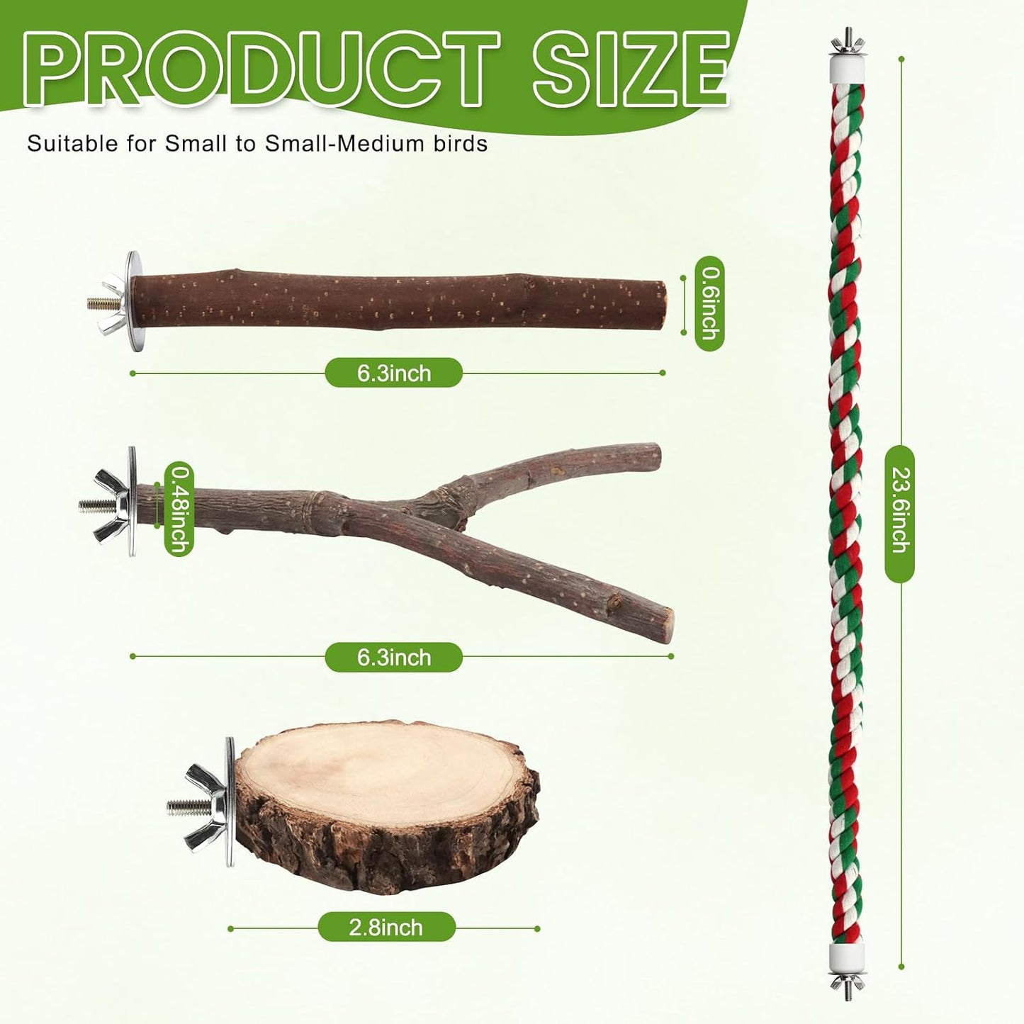 9 Perchas Pájaros Madera Manzana Soporte Loro Juguete Masticar