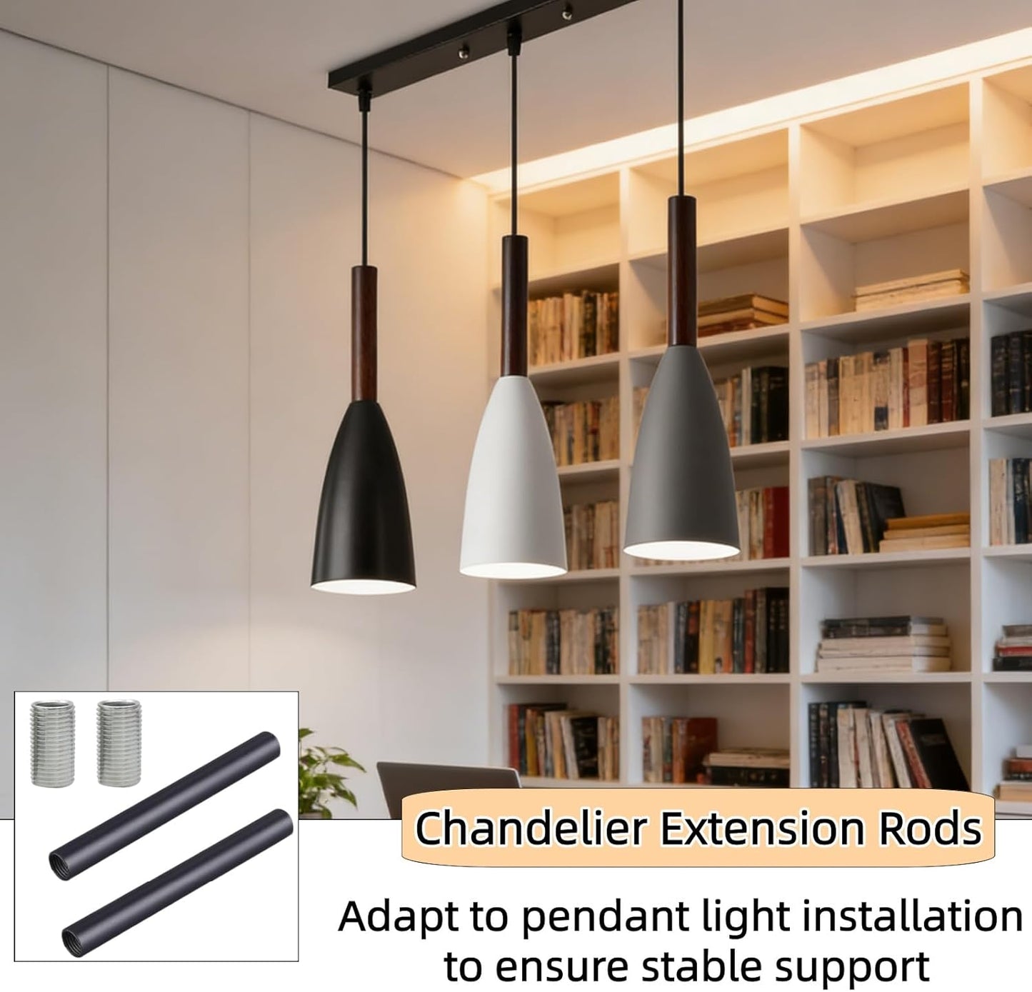 Varillas extensión lámpara araña 6pulg negro M10