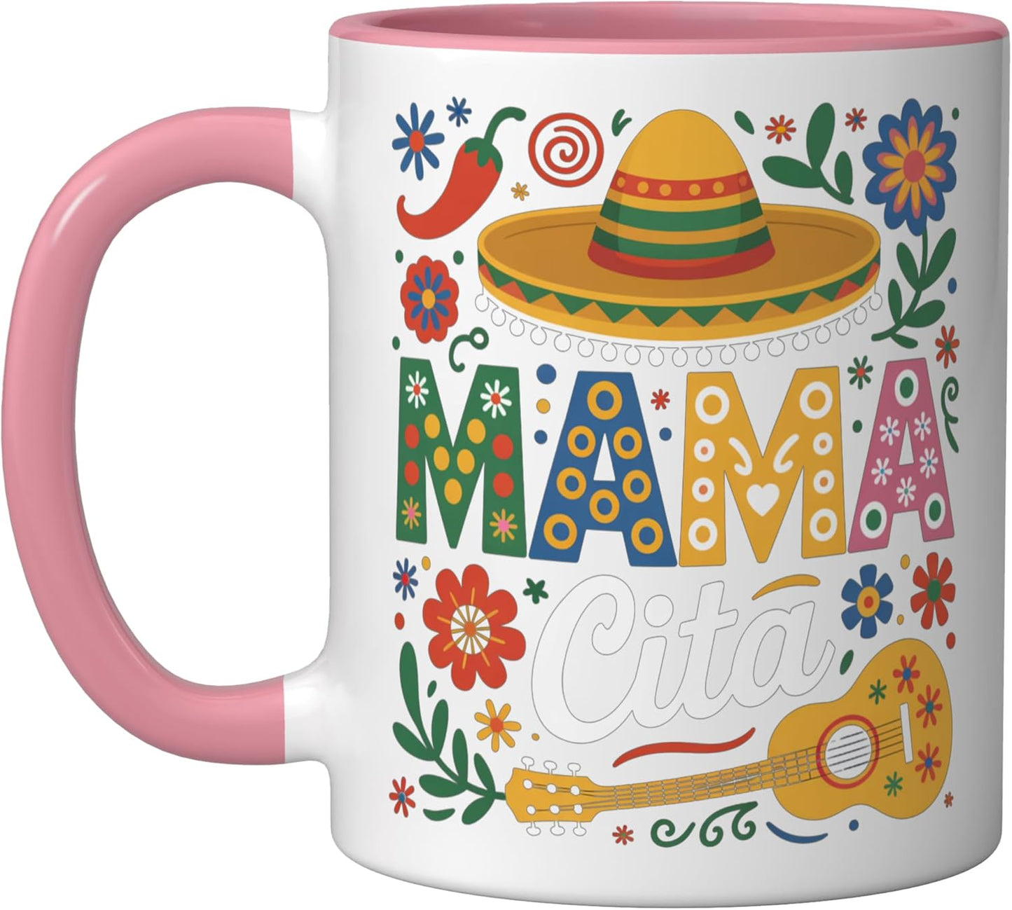 Taza Cerámica Fiesta Cinco de Mayo Rosa/Blanca