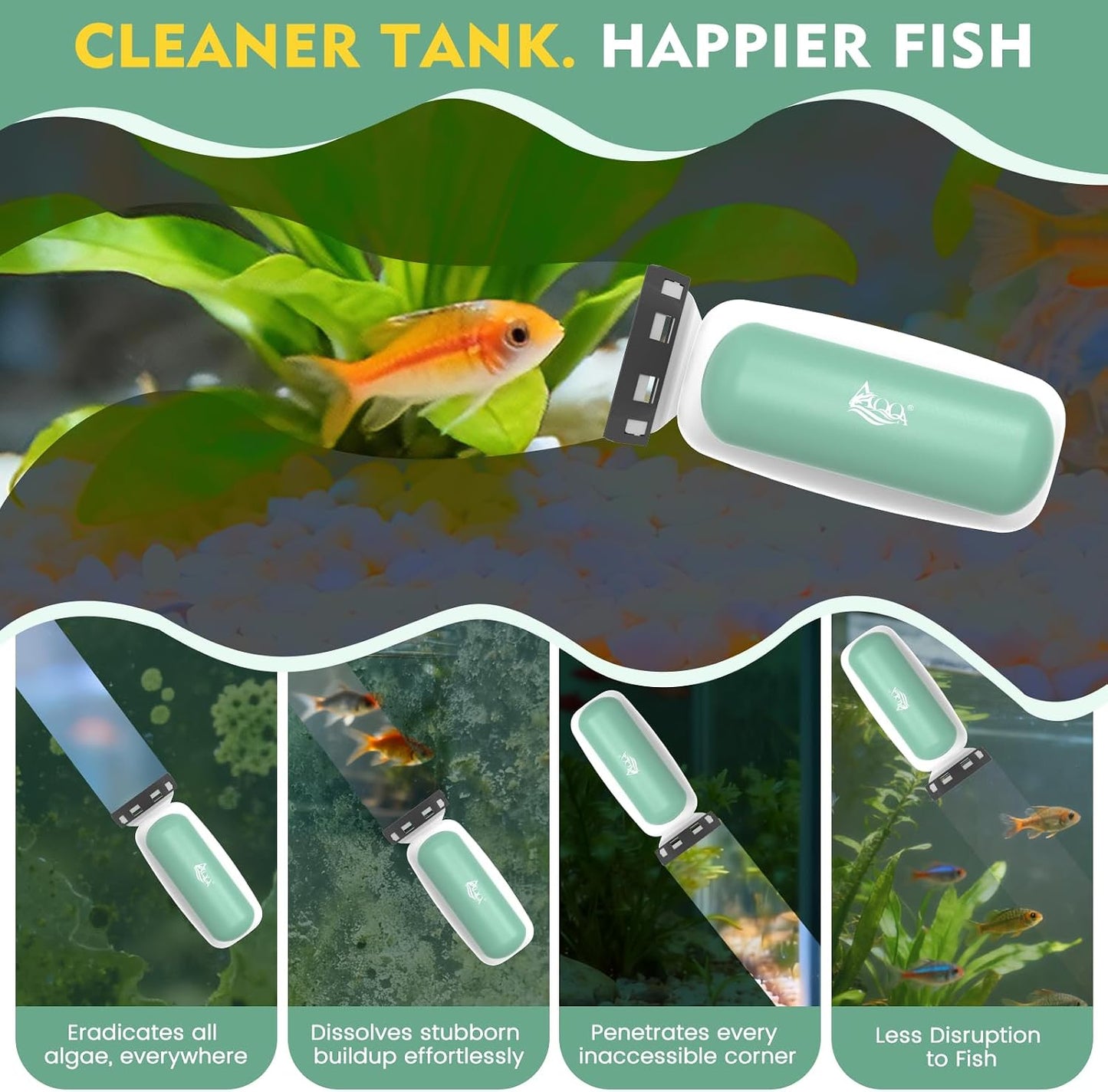 Limpiador magnético acuario 2 cuchillas vidrio 0.5pulg