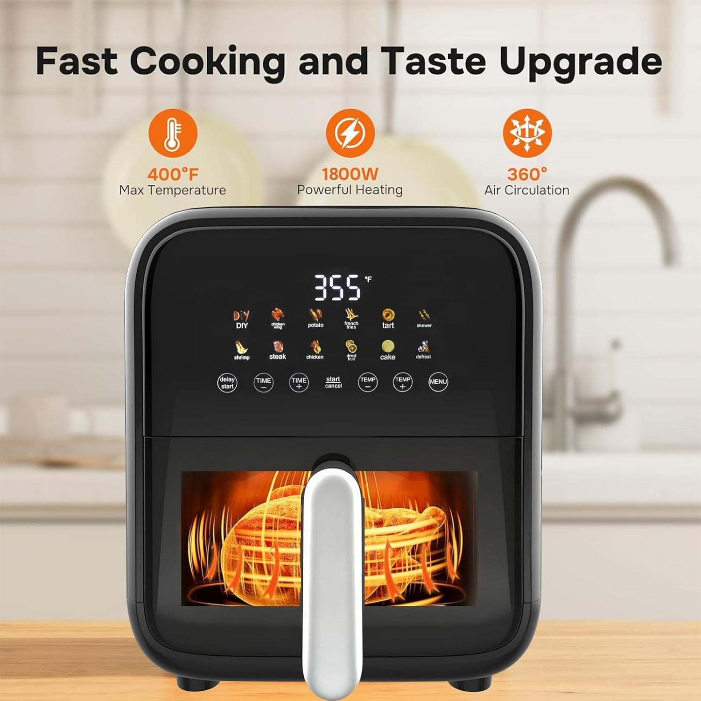 Freidora aire 12en1 7.5qt digital con cesta antiadherente