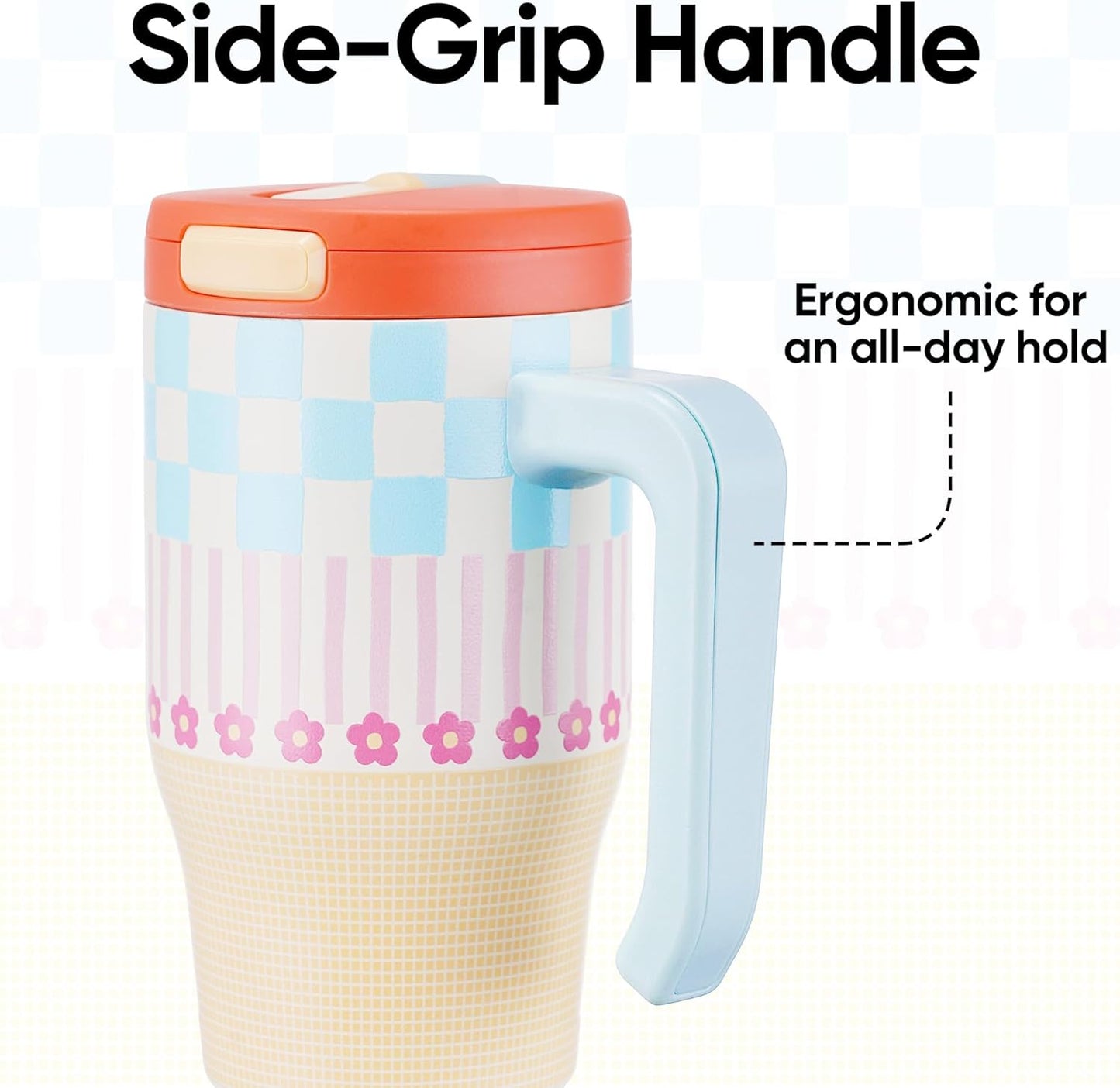 Vaso de acero inoxidable con asa para niños y adultos, taza de café con pajita