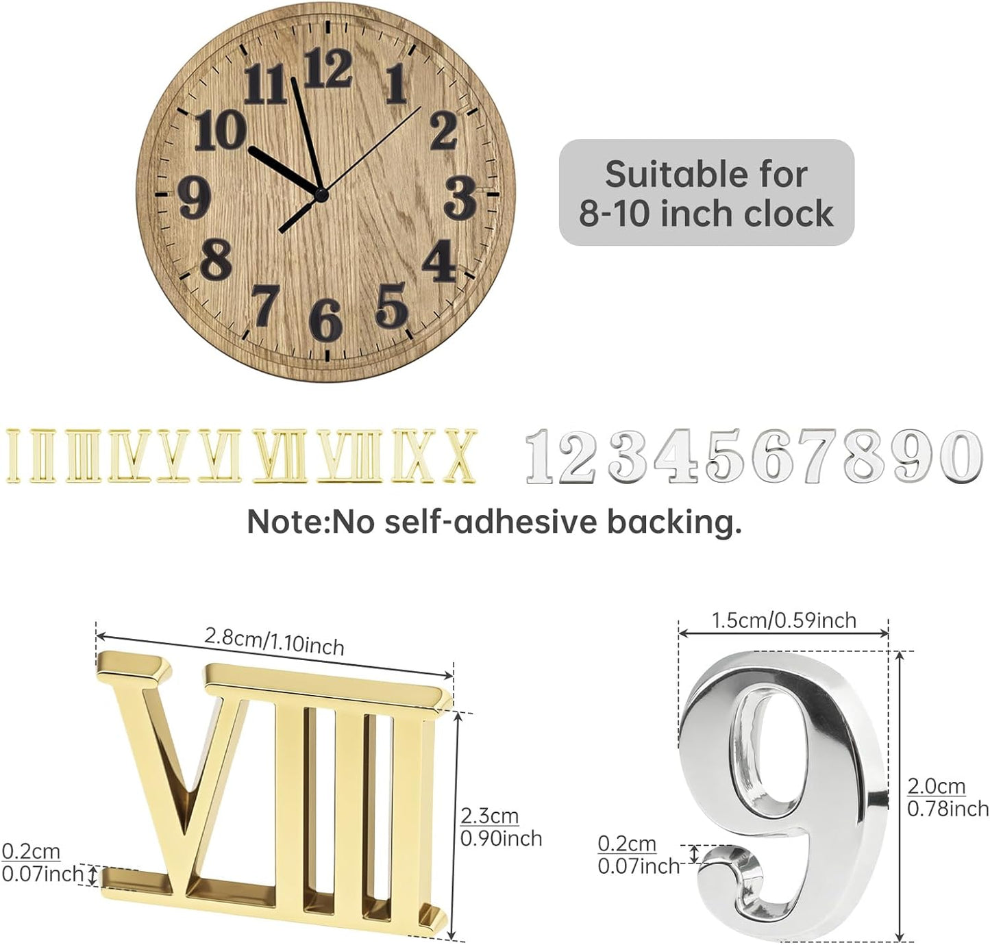 6 Sets Números Reloj Árabe Romano Accesorios Decoración Digital