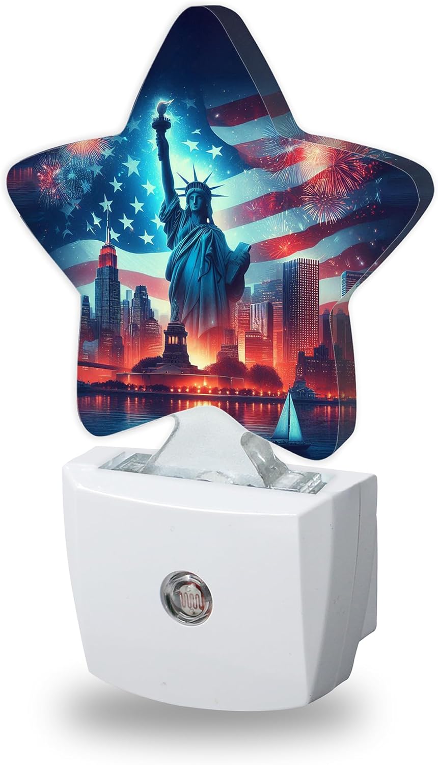 Luz Nocturna Estatua Libertad Sensor Bandera Dormitorio Niños