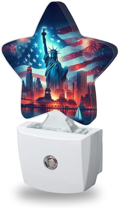 Luz Nocturna Estatua Libertad Sensor Bandera Dormitorio Niños