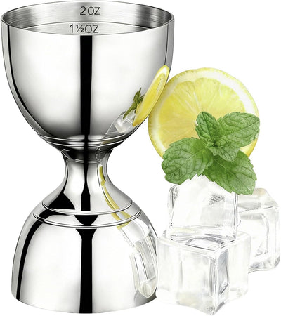 Jigger acero inox 1 y 2 oz con marcas interiores